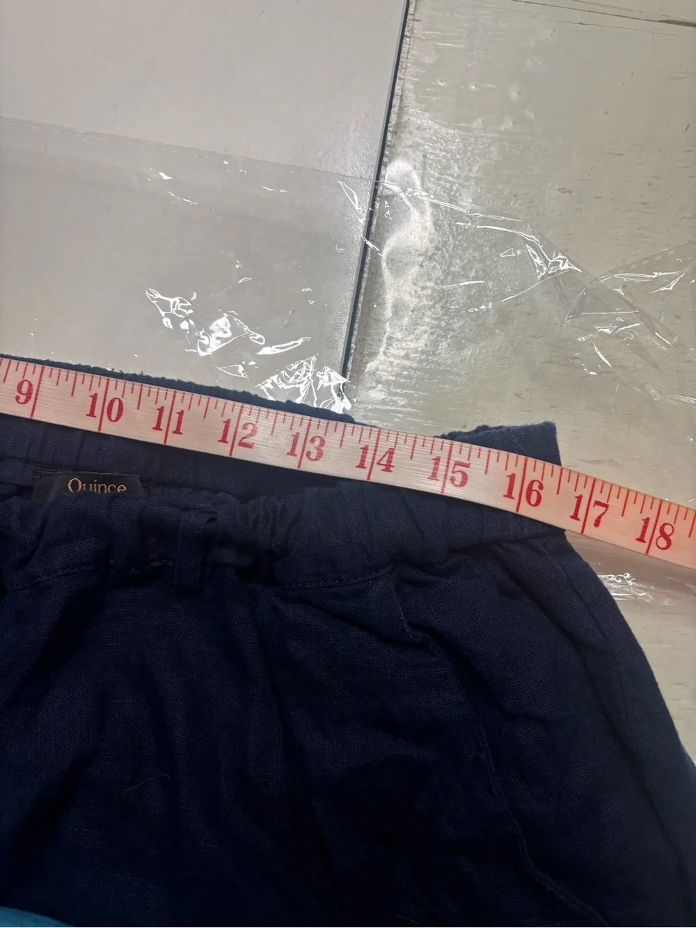 Quince Size XL Dark Navy Linen Elastic Waist Crop Pants Casual Lagenlook Beach